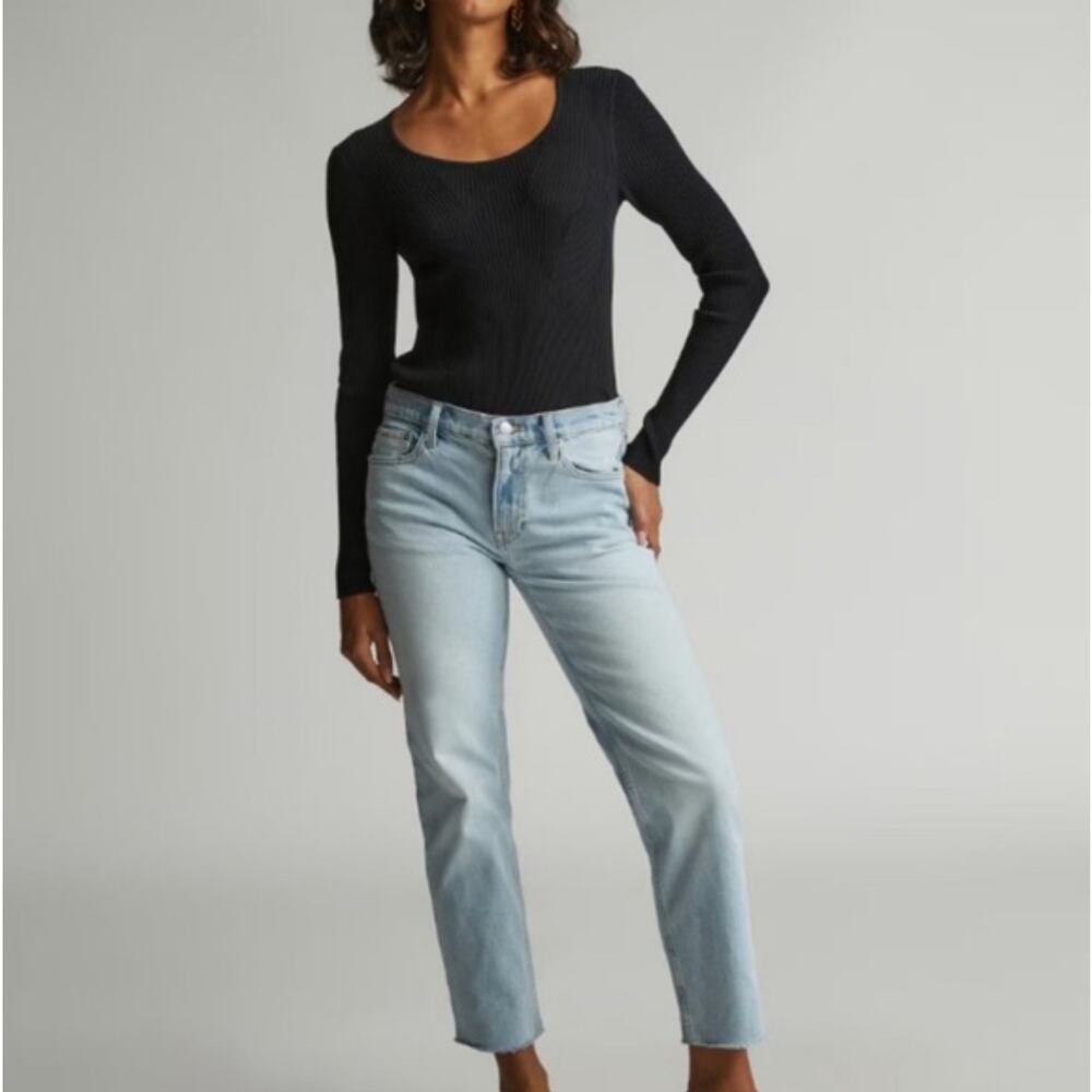 Everlane The Cropped Shortie Organic Cotton Light Wash Jeans Women's 27 Blue‎